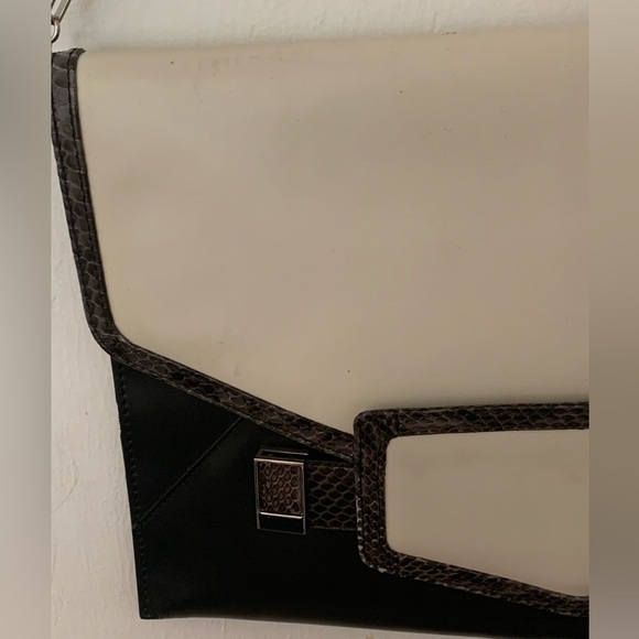 Rafe New York Bag Cowhide Snakeskin Large Clutch Shoulder Purse Chain Strap - Picture 2 of 13